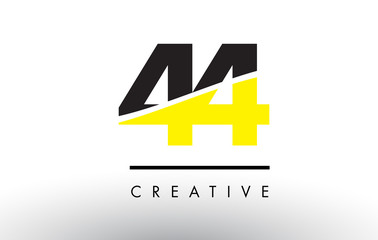 44 Black and Yellow Number Logo Design. - obrazy, fototapety, plakaty