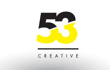 53 Black and Yellow Number Logo Design.