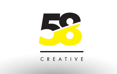 58 Black and Yellow Number Logo Design.
