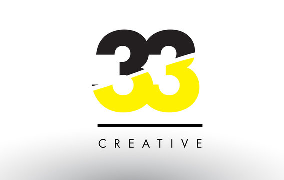 33 Black and Yellow Number Logo Design.