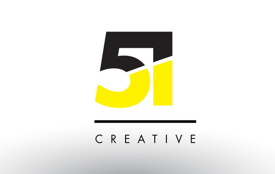 51 Black and Yellow Number Logo Design.