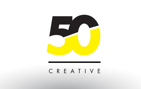 50 Black and Yellow Number Logo Design.