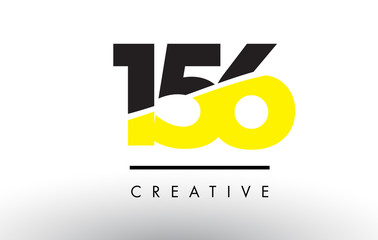 156 Black and Yellow Number Logo Design.