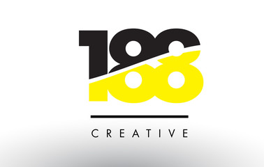 188 Black and Yellow Number Logo Design.