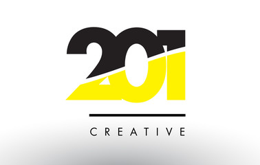 201 Black and Yellow Number Logo Design.