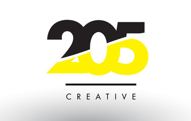 205 Black and Yellow Number Logo Design.