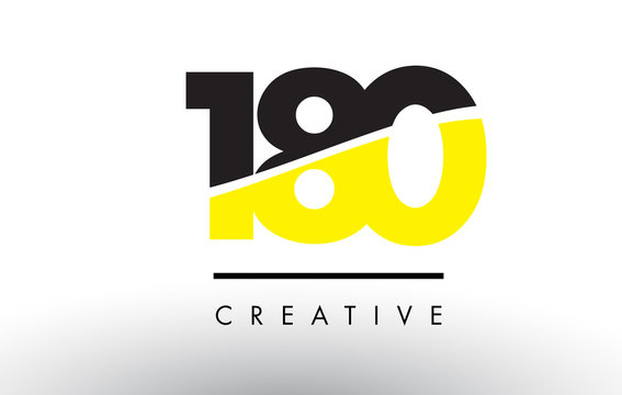 180 Black and Yellow Number Logo Design.