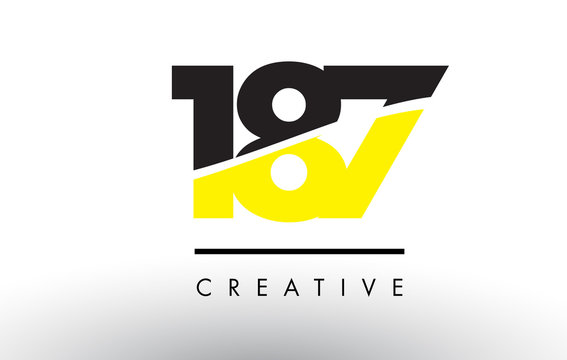 187 Black and Yellow Number Logo Design.