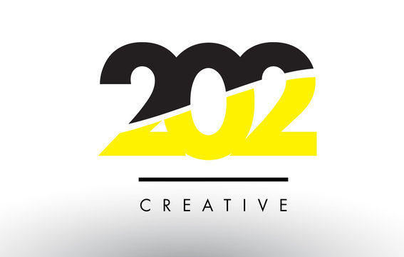 202 Black and Yellow Number Logo Design.