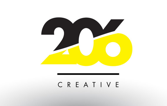 206 Black and Yellow Number Logo Design.