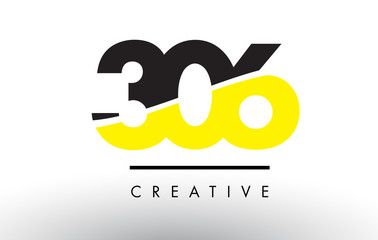 306 Black and Yellow Number Logo Design.