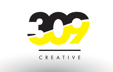 309 Black and Yellow Number Logo Design.