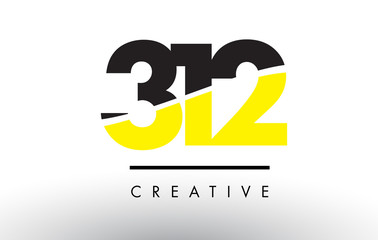 312 Black and Yellow Number Logo Design.