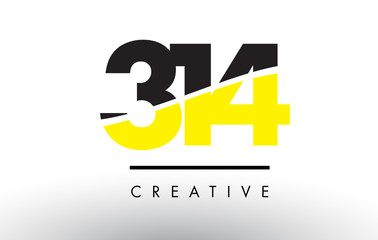 314 Black and Yellow Number Logo Design.