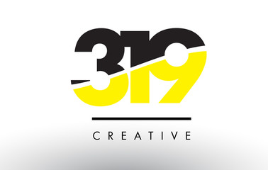 319 Black and Yellow Number Logo Design.