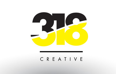 318 Black and Yellow Number Logo Design.