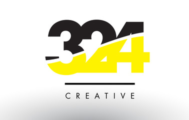 324 Black and Yellow Number Logo Design.
