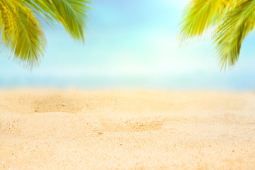 Fototapeta na wymiar Sand beach and Beautiful sea background in summer.