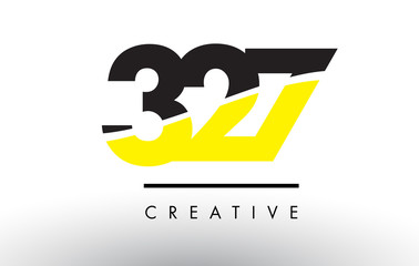 327 Black and Yellow Number Logo Design.