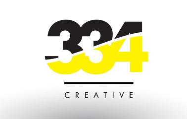 334 Black and Yellow Number Logo Design.