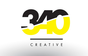 340 Black and Yellow Number Logo Design.