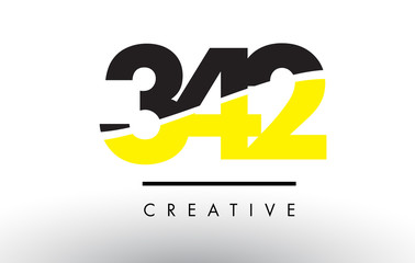 342 Black and Yellow Number Logo Design.