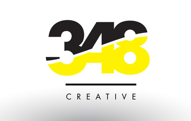 348 Black and Yellow Number Logo Design.