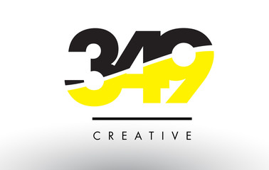 349 Black and Yellow Number Logo Design.
