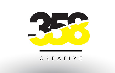 358 Black and Yellow Number Logo Design.