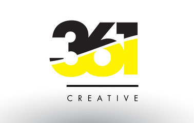 361 Black and Yellow Number Logo Design.
