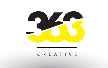 363 Black and Yellow Number Logo Design.