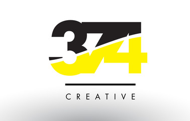 374 Black and Yellow Number Logo Design.