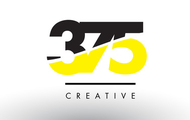 375 Black and Yellow Number Logo Design.