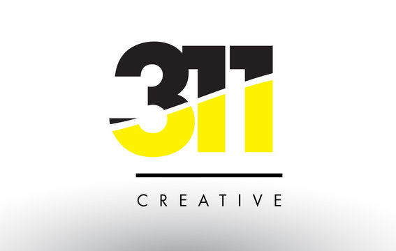 311 Black and Yellow Number Logo Design.