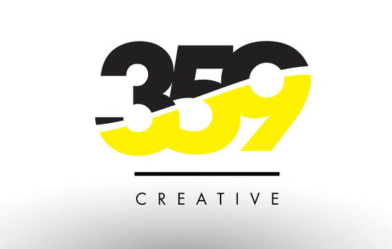 359 Black and Yellow Number Logo Design.