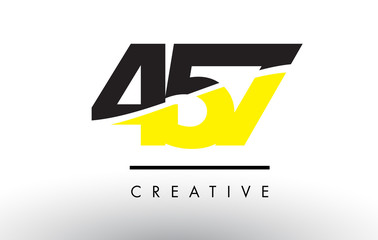 457 Black and Yellow Number Logo Design.
