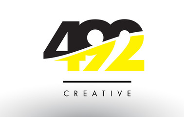 492 Black and Yellow Number Logo Design.