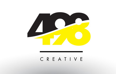 498 Black and Yellow Number Logo Design.
