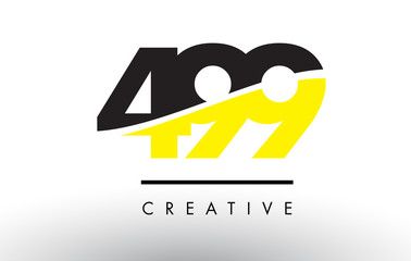 499 Black and Yellow Number Logo Design.