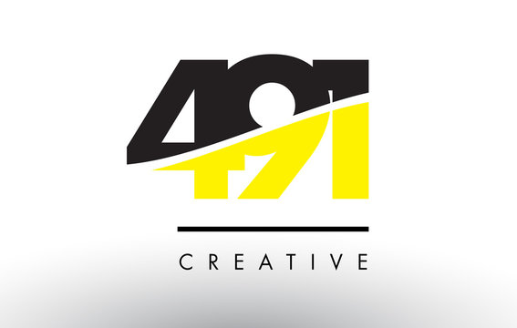 491 Black and Yellow Number Logo Design.