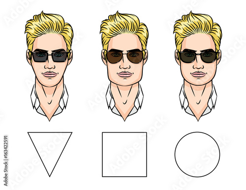 Vector Illustration Of Sunglasses For Different Face Shapes