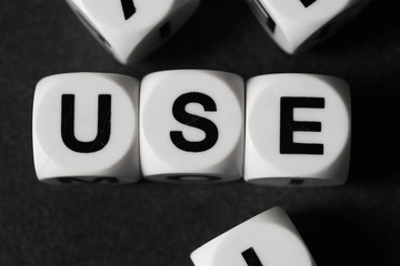 word use on toy cubes