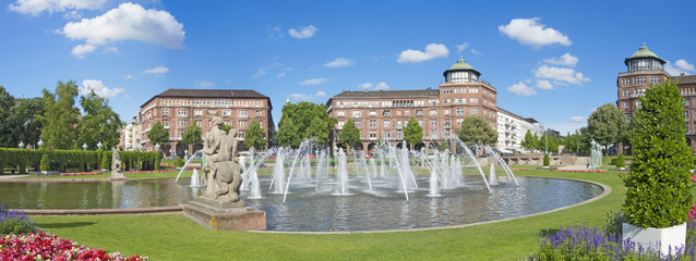 Mannheim, Germany, June 28, 2017. Friedrichsplatz, the city park in summer time