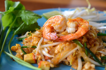 Pad Thai with shrimps or prawns, Thai Fried Noodles
