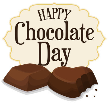Delicious Cocoa Candies and Label to Celebrate Chocolate Day, Vector Illustration