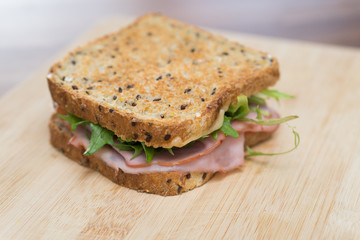 toasted sandwich on chopping board