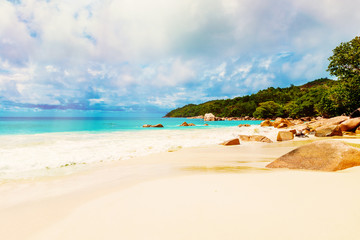 Photo of a tropical beach on the sunny day