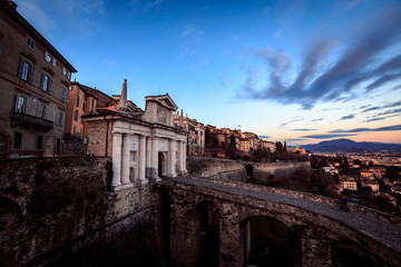 colorful sunset in Bergamo