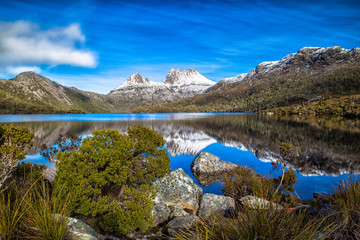 Cradle Mountain, région des hauts plateaux du centre de l& 39 État australien de Tasmanie. La montagne est située dans le parc national de Cradle Mountain-Lake St Clair