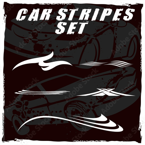 Tribal And Cool Car Stripe Set Top Print On Vinyl And Adhesive On